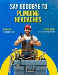 Blue Modern & Minimal Plumbing  Flyer (us Let Pamflet (Letter AS) template