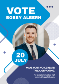 Blue Modern & Minimal Political Election A2 template