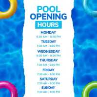 สีน้ำเงิน Pool Opening Hours Instagram Post Template