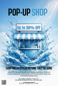 สีน้ำเงิน Pop-Up Shop Promotion Pinterest Graphic Template