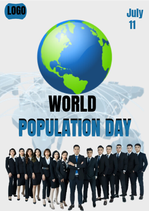 Blue Modern & Minimal Population Pulse  A2 template