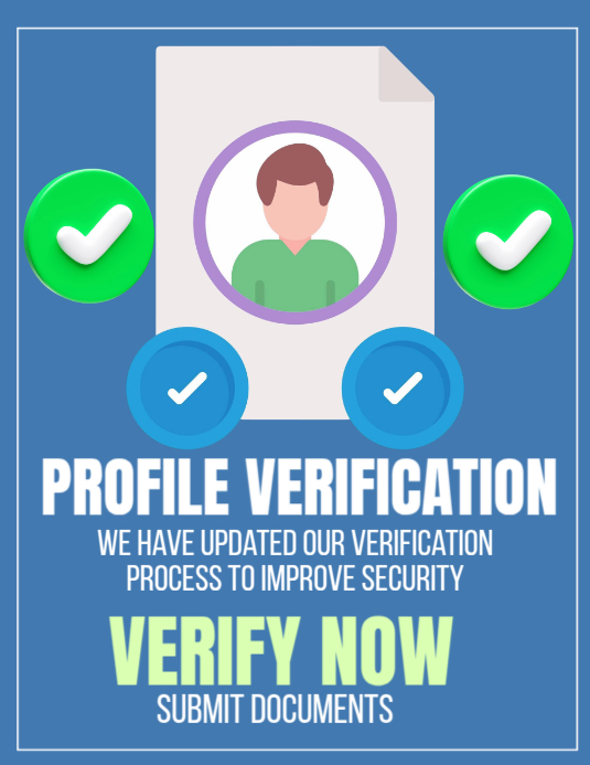 Blue Modern & Minimal Profile Verification Flyer (us Letter) Template ...