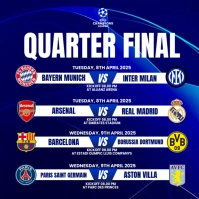 Blue Modern & Minimal Quarter Final Champions League  Instagram Post template