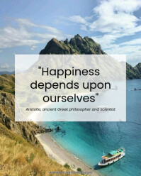 Blue Modern & Minimal Quote About Happiness Instagram Portrait template