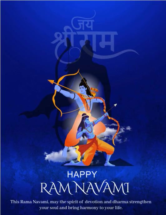 Blue Modern & Minimal Ram Navami  Flyer (us Letter) 传单(美国信函) template