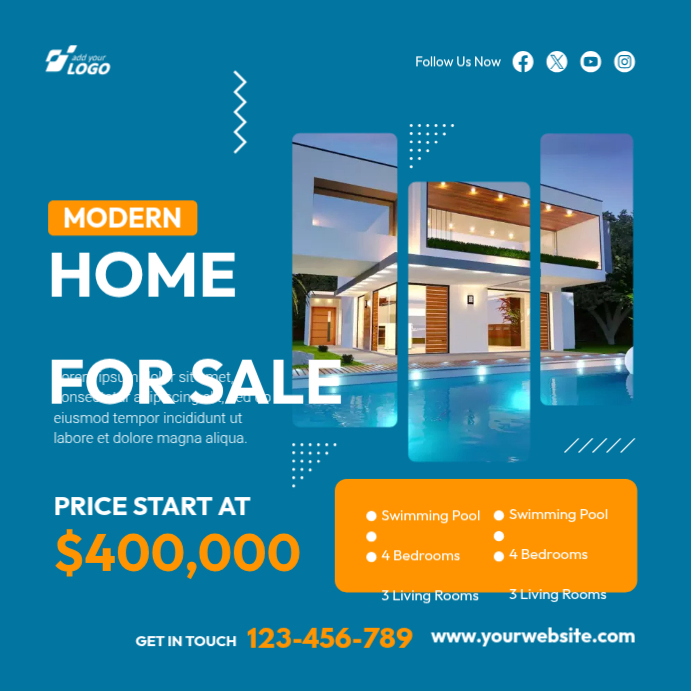 Copy of Blue Modern & Minimal Real Estate Instagram Post | PosterMyWall