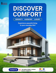 Blue Modern & Minimal Real Estate Promotion Flyer ใบปลิว (US Letter) template