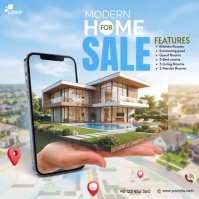 สีน้ำเงิน Real Estate Promotion โพสต์บน Instagram Template