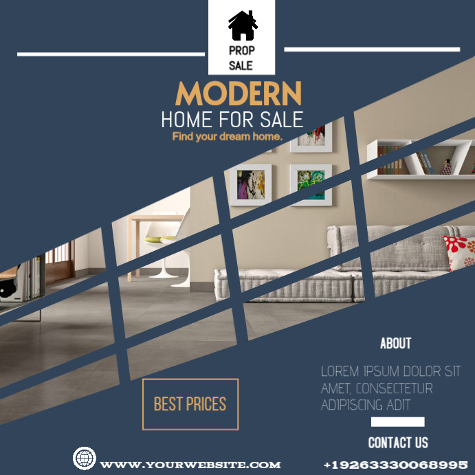 Blue Modern & Minimal Real Estate Sale Instagram Post Template ...