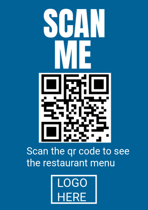 Blue Modern & Minimal Scan Me Template  A4