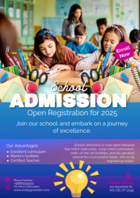 Blue Modern & Minimal School Admission  A4 template
