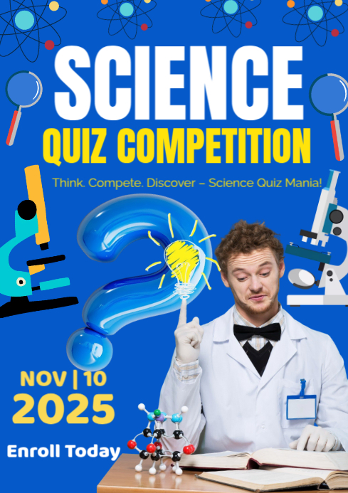 Competitive Science Image Blue Modern & Minimal Science Quiz Competition A1 Template | PosterMyWall