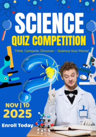 Blue Modern & Minimal Science Quiz Competition  A1 template