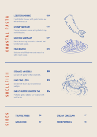 Blue Seafood Restaurant Menu A4 Template - Page 4