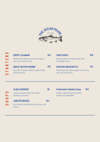 Blue Seafood Restaurant Menu A4 Template - Page 2