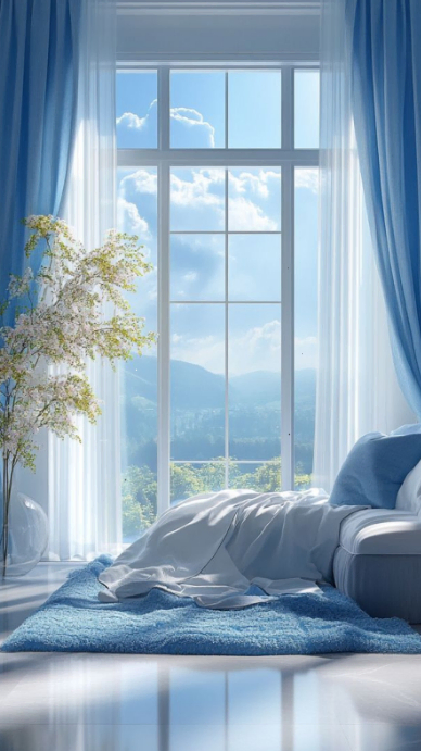 Blue Modern & Minimal Serene Interior Design Digital Display. Serene ...