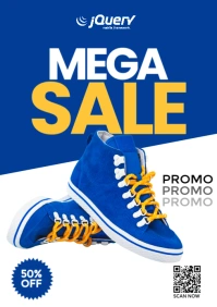 Blue Modern & Minimal Shoe Advertising Sale Flyer  A2 template