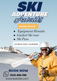 Blue Modern & Minimal Ski Adventure  A2 template