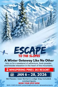 Blue Modern & Minimal Ski Party Winter Getaway Poster template