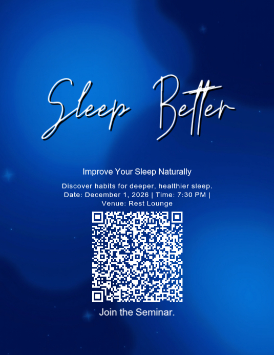 Blue Sleep Seminar Flyers Template | PosterMyWall