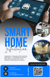 Blue Modern & Minimal Smart Home Installation Half Page Wide template