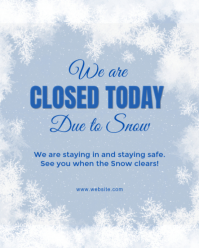 Blue Modern & Minimal Snow Day Alert - Closed Notice For Snow Instagram Portrait template
