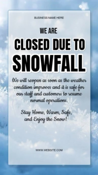 Blue Modern & Minimal Snow Day Alert - Closed Notice For Snow  Instagram Story template