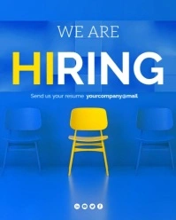 Blue Modern & Minimal Social Media Hiring Ad Flyer Instagram Portrait template