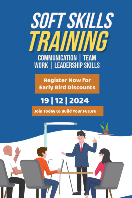 Blue Modern & Minimal Soft Skills Training Poster template