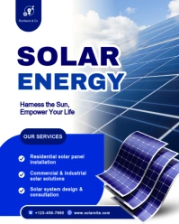 Blue Modern & Minimal Solar Energy Instagram Portrait template