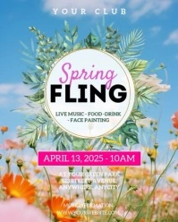 Blue Modern & Minimal Spring Fling Instagram Portrait template