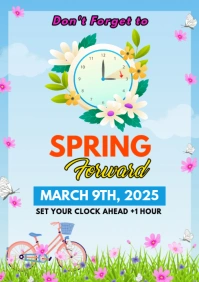 Blue Modern & Minimal Spring Forward A4 template