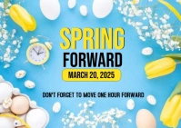 Blue Modern & Minimal Spring Forward  Postcard template
