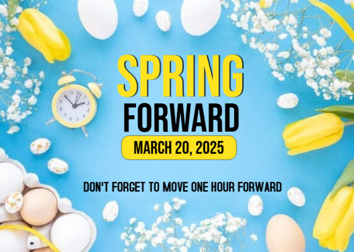Copy of Blue Modern & Minimal Spring Forward Postcard | PosterMyWall