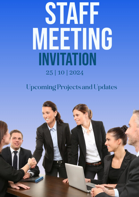 Blue Modern & Minimal Staff Meeting Invitation A1 Template | PosterMyWall