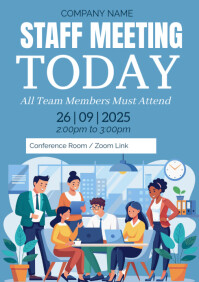 Blue Modern & Minimal Staff Meeting Today A1 template