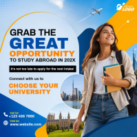 Blue Study Abroad Opportunity Instagram 帖子 Template