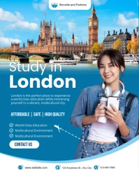 Blue Modern & Minimal Study In London Instagram Portrait template