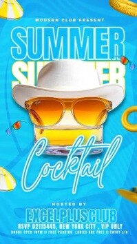 Blue Modern & Minimal Summer Cocktail Party Invitation Instagram Reel template