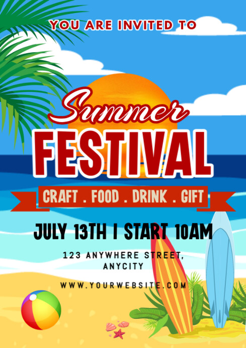 Blue Modern & Minimal Summer Festival A1 template