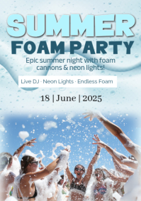 Blue Modern & Minimal Summer Foam Party A1 template