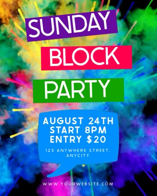 Blue Modern & Minimal Sunday Block Party Instagram Portrait template