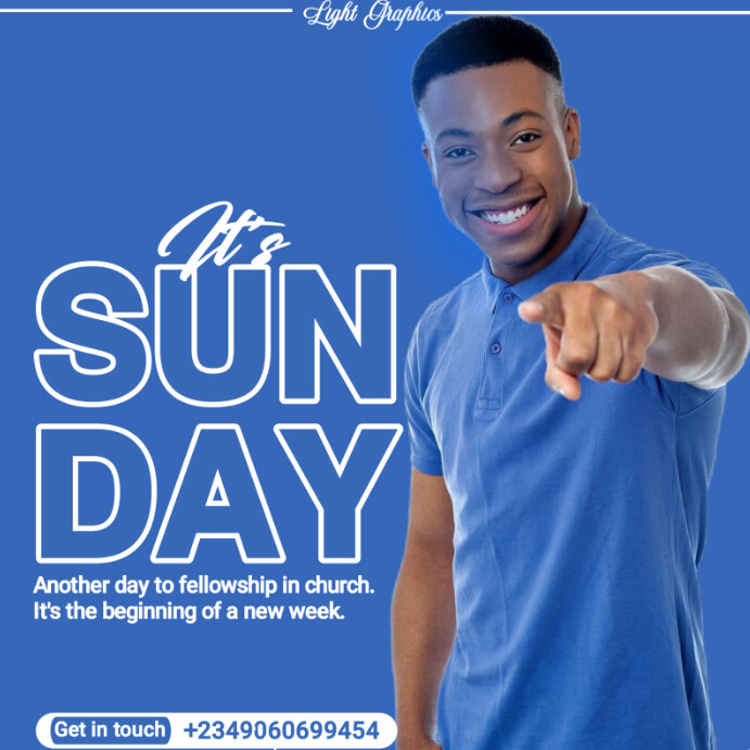 Blue Modern & Minimal Sunday Greetings Insta Template | PosterMyWall