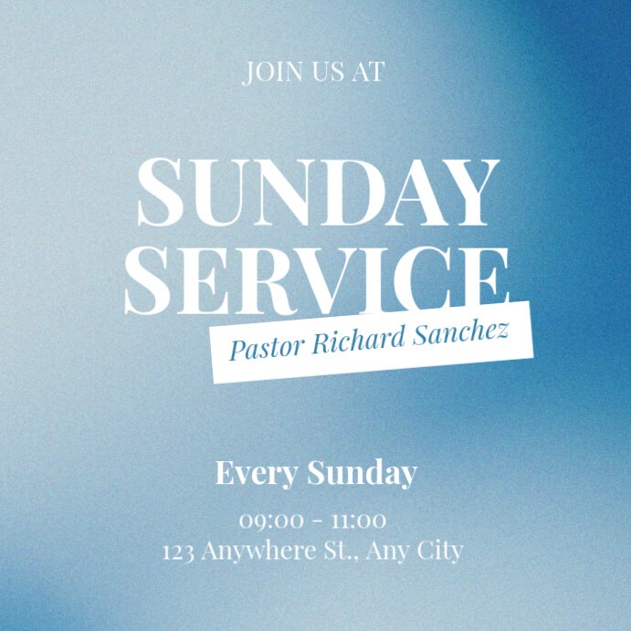Blue Modern & Minimal Sunday Service Pos Instagram template