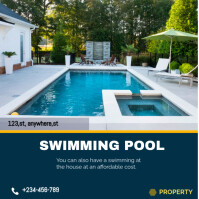 Blue Swimming Pool Property Instagram Post Template
