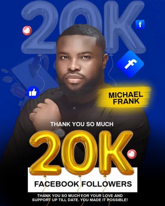 Copy of Blue Modern & Minimal Thank You 20k Facebook Followers ...