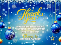 Blue Modern & Minimal Thank You Christmas Card Online Template Presentation Presentación