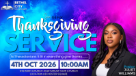 Biru Church Thanksgiving Service Ecrã digital Template
