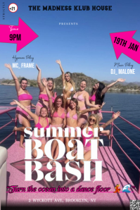 Blue Modern & Minimal The Image Is A Promotional Flyer For An Event Titled "summer Boat Bash" Pinter template
