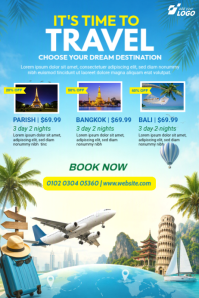 Blue Travel Deals Plakkaat Template